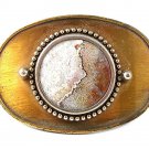 Vintage Western Cowboy Bronze Tone & Natural Stone Belt Buckle 11117
