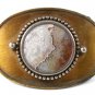 Vintage Western Cowboy Bronze Tone & Natural Stone Belt Buckle 11117