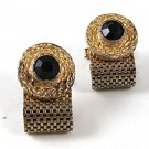 1970's Gold Tone & Black Wrap Around Cufflinks 111716