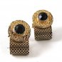 1970's Gold Tone & Black Wrap Around Cufflinks 111716