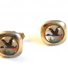 Vintage Anson Gold Tone Flying Mallard Ducks Cufflinks