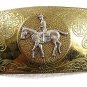 1940's - 60's Goldtone Silvertone Cowboy On Horse Belt Buckle 62917