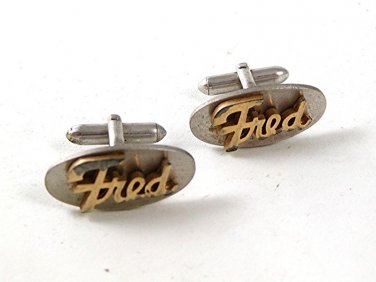 Vintage Silver Tone & Gold Tone FRED Cufflinks By SWANK 111516