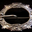 Vintage Victorian Art Nouveau Sterling Silver Belt Buckle Brooch