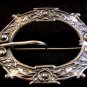 Vintage Victorian Art Nouveau Sterling Silver Belt Buckle Brooch