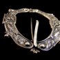 Vintage Victorian Art Nouveau Sterling Silver Belt Buckle Brooch