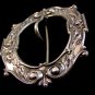 Vintage Victorian Art Nouveau Sterling Silver Belt Buckle Brooch