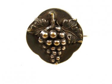 Victorian Edwardian Silvertone Grape Cluster Leaf Brooch Unbranded 10715