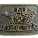 Vintage Army 876th Engineers Battalion Brass Belt Buckle 71217