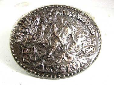 1988 National Finals Rodeo Steer Riding Belt Buckle by Hesston