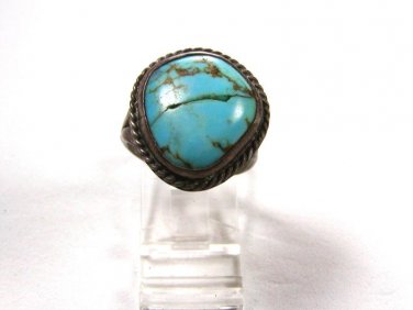 Vintage Southwest Sterling Silver Turquoise Ring Size 8 1/2 Unbranded 10715