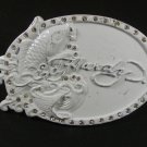 Ed Hardy Koi Fish Carp White Belt Buckle 72016