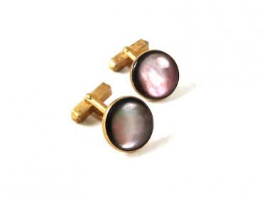 Vintage Gold Tone & Abalone Cufflinks By SWANK 111416