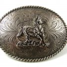 Western Cowboy Silver Tone Wild Horse Belt Buckle 1417