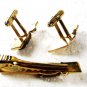 Goldtone & Agate Cufflinks & Tie Clasp Cufflinks by ANSON 32916