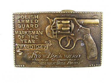 1970's Polish Armed Guard Marksman Belt Buckle By INDIANA METAL CRAFT 8216