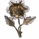 Vintage Sterling Silver Filigree Flower Brooch by GV 11615