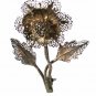 Vintage Sterling Silver Filigree Flower Brooch by GV 11615