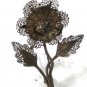 Vintage Sterling Silver Filigree Flower Brooch by GV 11615