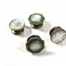 Edwardian / Art Deco Silvertone & Mother Pearl Green Cufflinks by SNAP LINK 8415