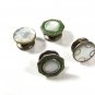 Edwardian / Art Deco Silvertone & Mother Pearl Green Cufflinks by SNAP LINK 8415