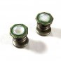 Edwardian / Art Deco Silvertone & Mother Pearl Green Cufflinks by SNAP LINK 8415