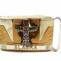 Vintage Silvertone Copper ALASKA Totem Pole Dress Belt Buckle By KINNEY 10717