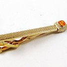 Vintage Gold Tone & Orange Tie Clasp By SWANK 102816