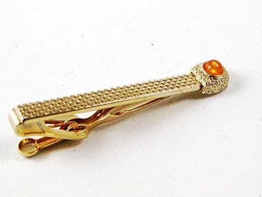 Vintage Gold Tone & Orange Tie Clasp By SWANK 102816