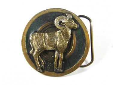 1980 Big Horn Sheep Belt Buckle by Great American Buckle Co Made USA 81015