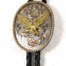 Silver Tone Gold Tone American Eagle Bolo Leather Cord Unbranded 121515ab
