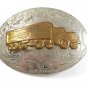 1940's - 1950's Nickel Silver Gold Tone 16 Wheeler Truck Belt Buckle 22817