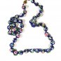 Chinese Dark Blue Green Flower Bead Knotted Necklace 24" Unbranded 81915