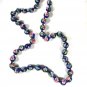 Chinese Dark Blue Green Flower Bead Knotted Necklace 24" Unbranded 81915