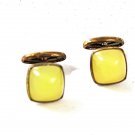 Vintage Gold Tone & Yellow Cufflinks 11516
