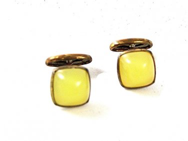 Vintage Gold Tone & Yellow Cufflinks 11516