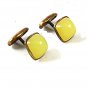 Vintage Gold Tone & Yellow Cufflinks 11516