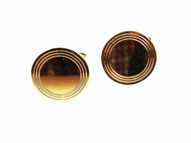 Vintage Gold Tone Round Dressy Cufflinks By SWANK 8916