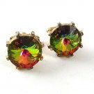 Vintage Goldtone Green Pink Watermelon Cufflinks By DANTE 61417