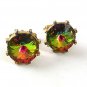Vintage Goldtone Green Pink Watermelon Cufflinks By DANTE 61417