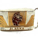 Vintage Silvertone Copper ALASKA Bear Dress Belt Buckle By KINNEY 10717