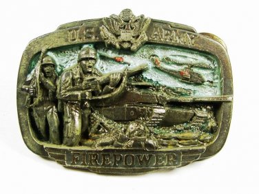 1983 U.S. Army Fire Poiwer Belt Buckle Great American Buckle Co Made In USA