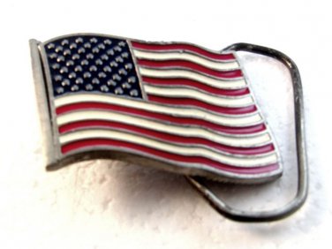 1991 Red White & Blue U.S.A. Flag Belt Buckle by Great American Buckle