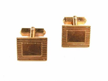 Art Deco Gold Tone 1/20 12K G.F. Gold Filled Cufflinks by SWANK 12215