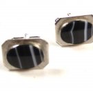 Vintage Sterling Silver & Blue Black Cufflinks by Anson 101215