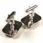Vintage Sterling Silver & Blue Black Cufflinks by Anson 101215