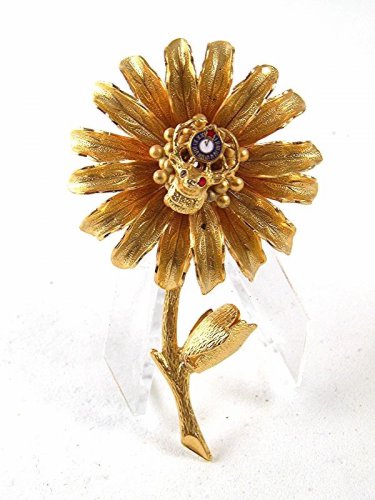Vintage B.P.O.E. Gold Tone Ladies Flower Brooch 92116