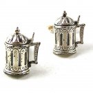 Vintage Silver Tone Beer Stein Cufflinks By HICKOK 1917