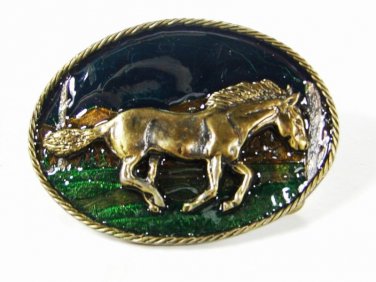 1980 Wild Horse Belt Buckle by Great American Buckle Co. Made USA 81015