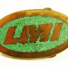 1960's - 70's LMI Green Solid Brass Belt Buckle by DYNA Provo Utah BUCKLE
